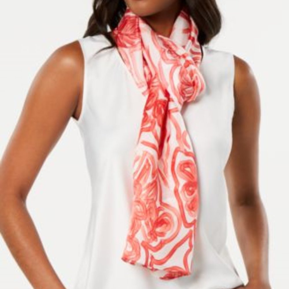 Echo Sketched Flower-Print Silk Oblong Scarf